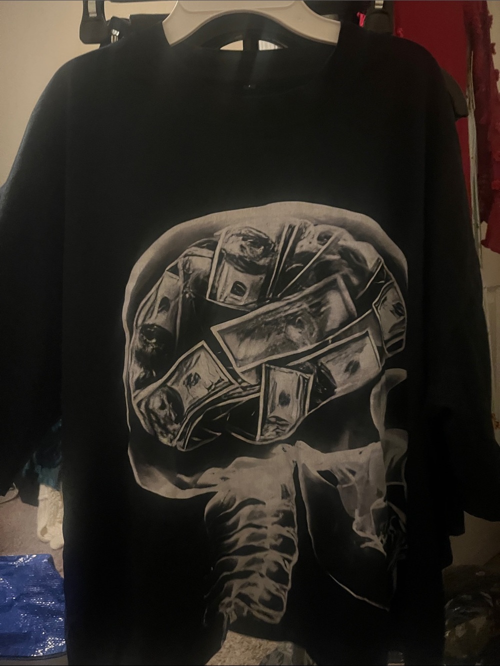 Black Short Sleeve Tee with White Money Brain Graphic